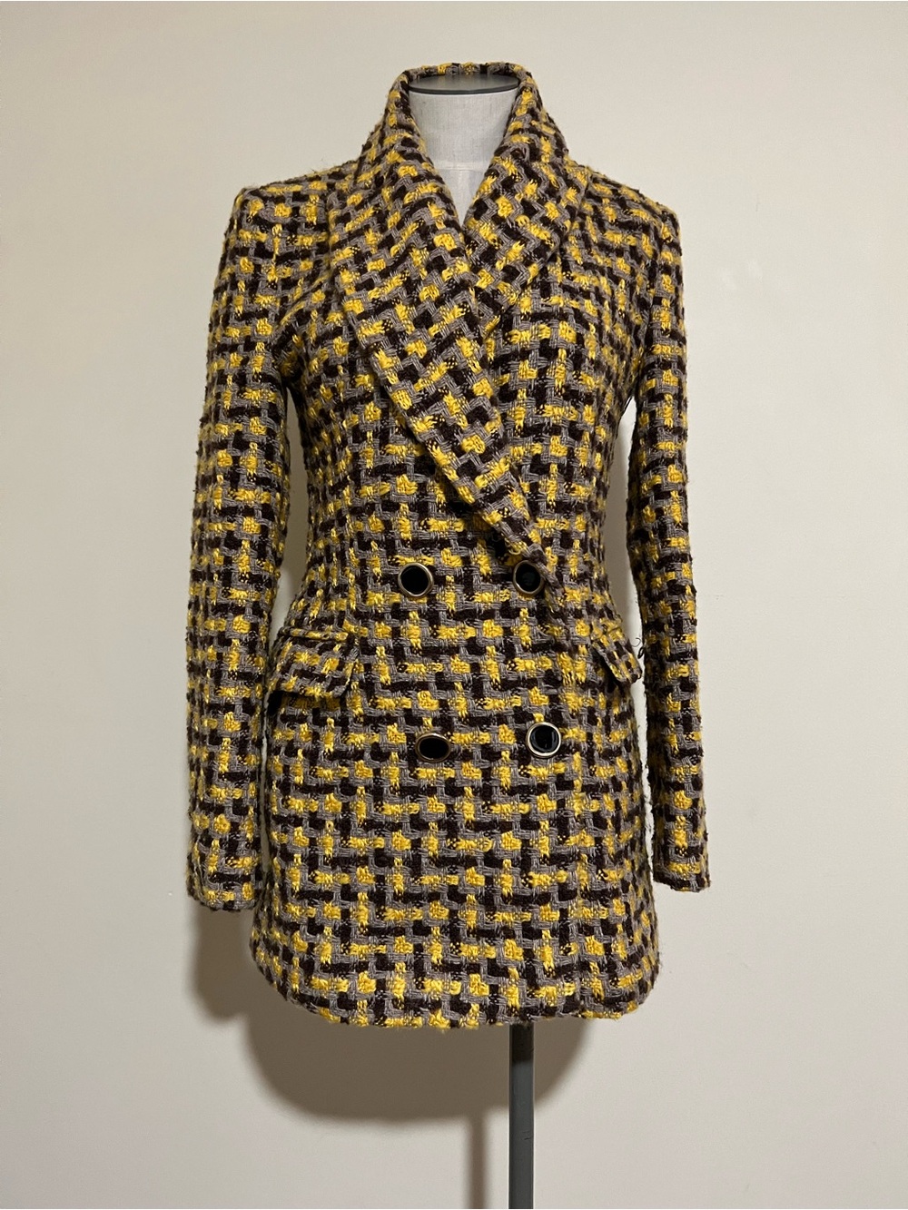 ZARA Double Breasted Tweed Jacket SZ XS